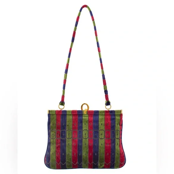 ROBERTA DI CAMERINO Velvet Stripe Bag Shoulder Bags